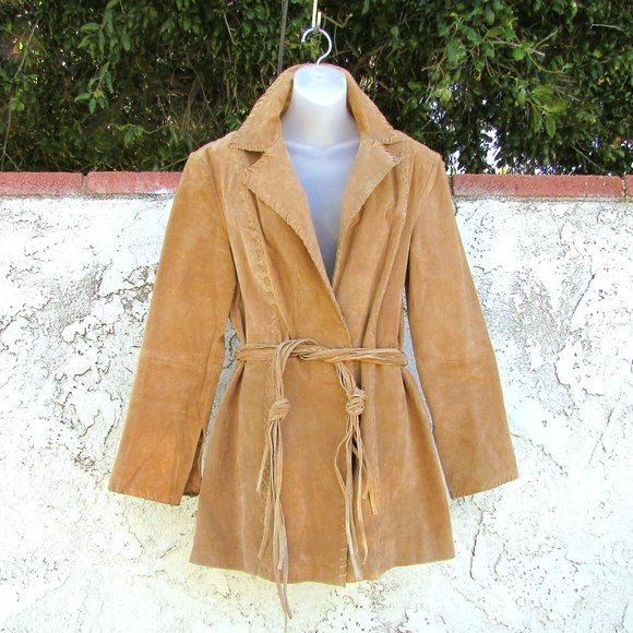 BB Dakota tan suede tie waist coat XL